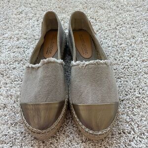 mint & rose Neutral Canvas Espadrilles with Gold Toe Cap